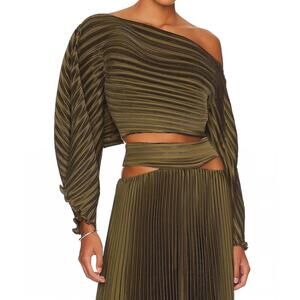 NEW AIIFOS sonya pleated top in army green
